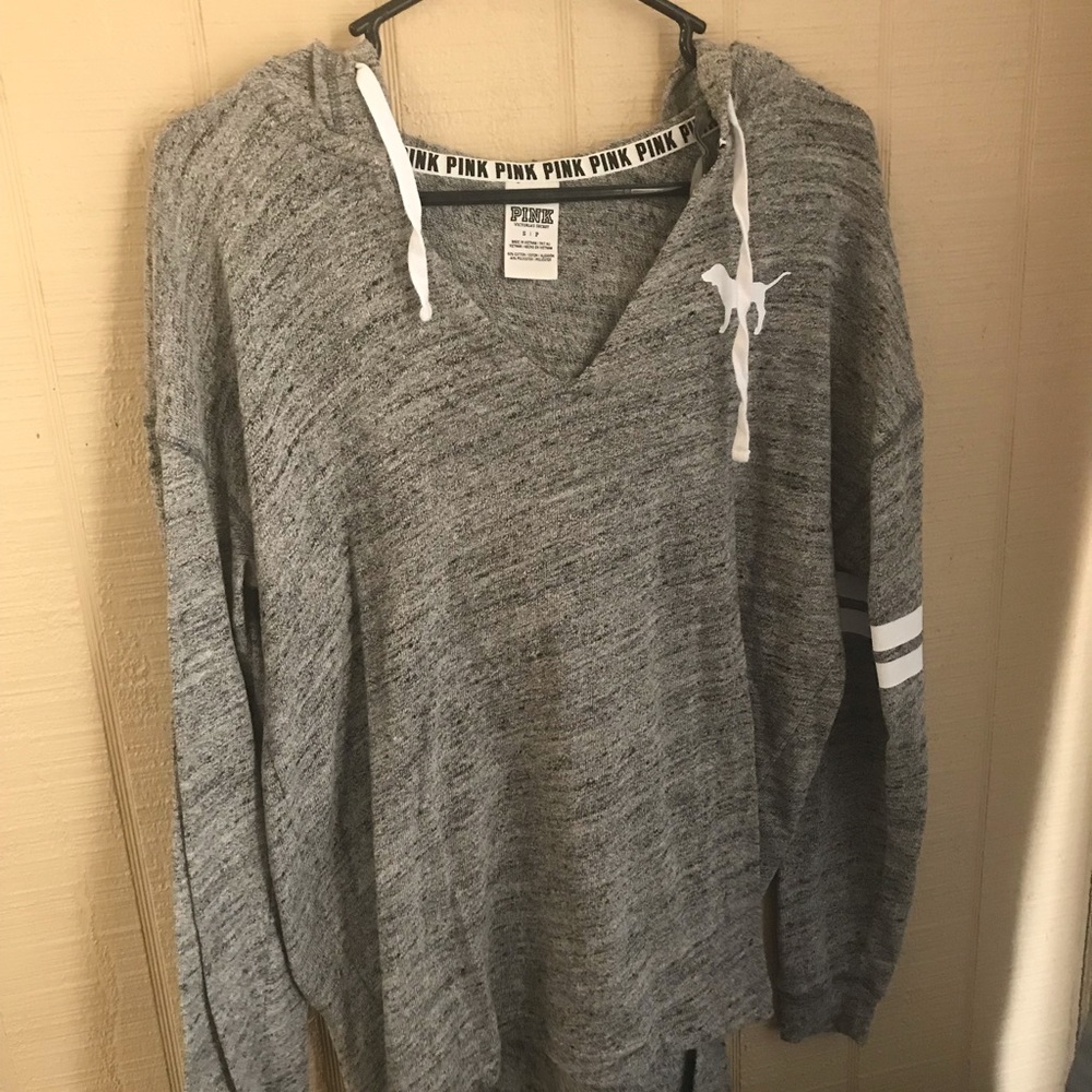 Grey Victoria Secret Pink Pull Over Hoodie